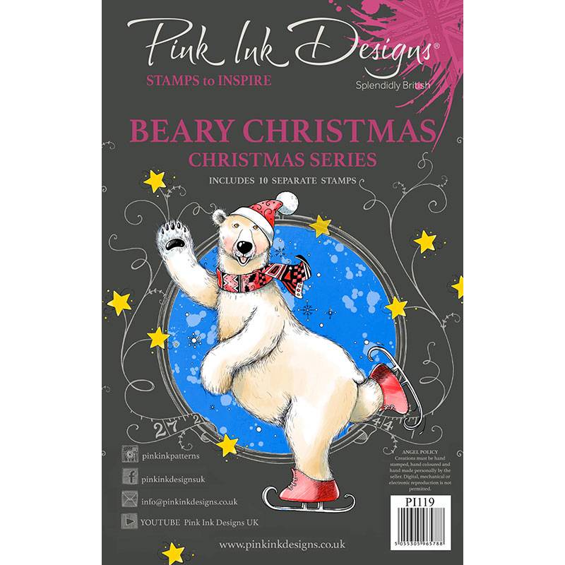 Pink Ink Designs Beary Christmas A5 Clear Stamp - Craftywaftyshop