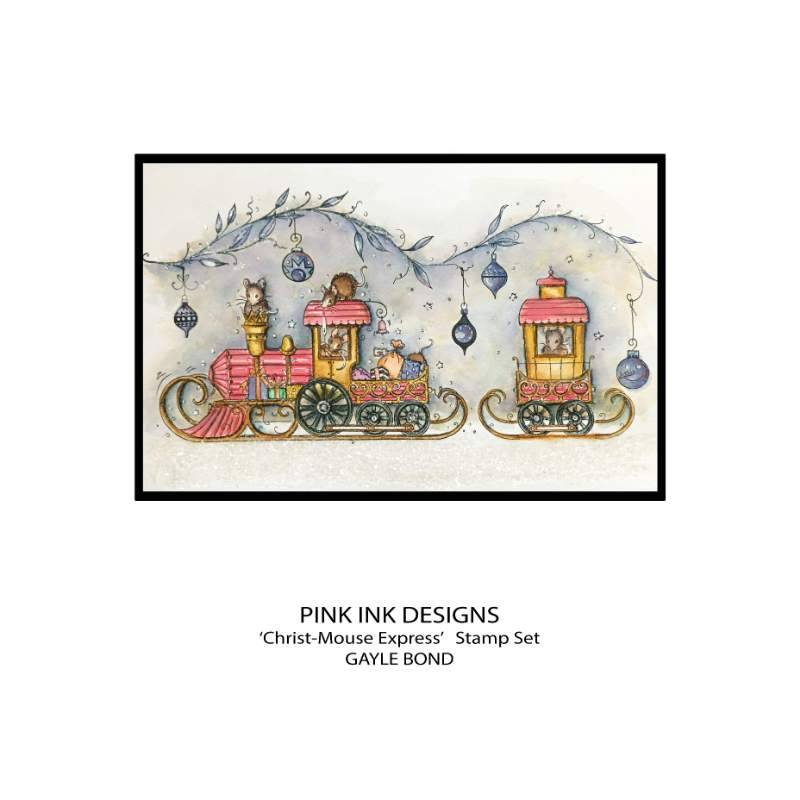 Pink Ink Designs Christ-Mouse Express 6 in x 8 in Clear Stamp Set - Craftywaftyshop
