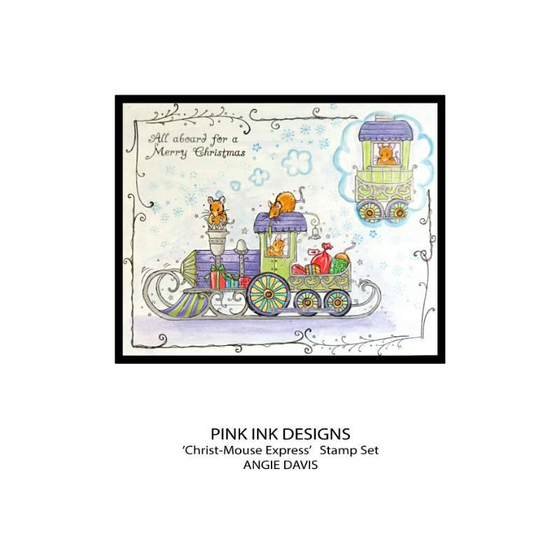 Pink Ink Designs Christ-Mouse Express 6 in x 8 in Clear Stamp Set - Craftywaftyshop