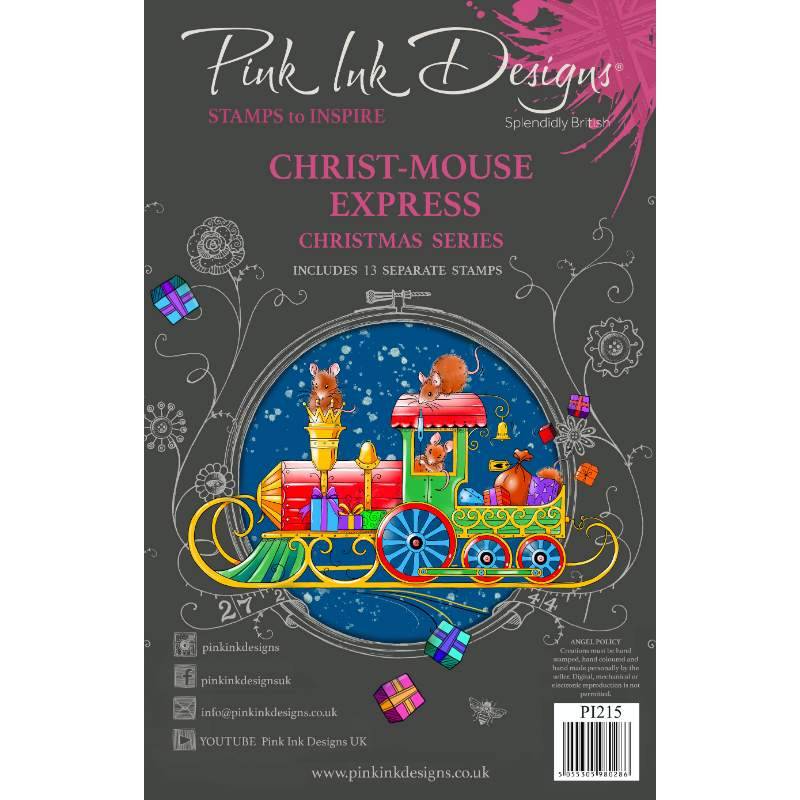Pink Ink Designs Christ-Mouse Express 6 in x 8 in Clear Stamp Set - Craftywaftyshop