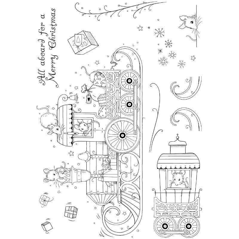 Pink Ink Designs Christ-Mouse Express 6 in x 8 in Clear Stamp Set - Craftywaftyshop