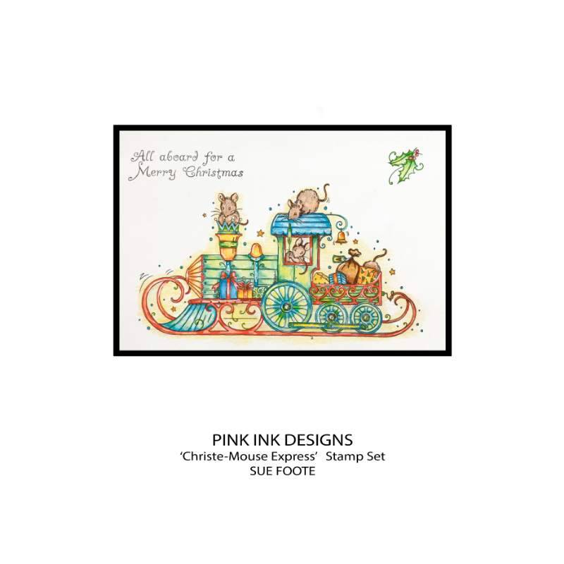 Pink Ink Designs Christ-Mouse Express 6 in x 8 in Clear Stamp Set - Craftywaftyshop