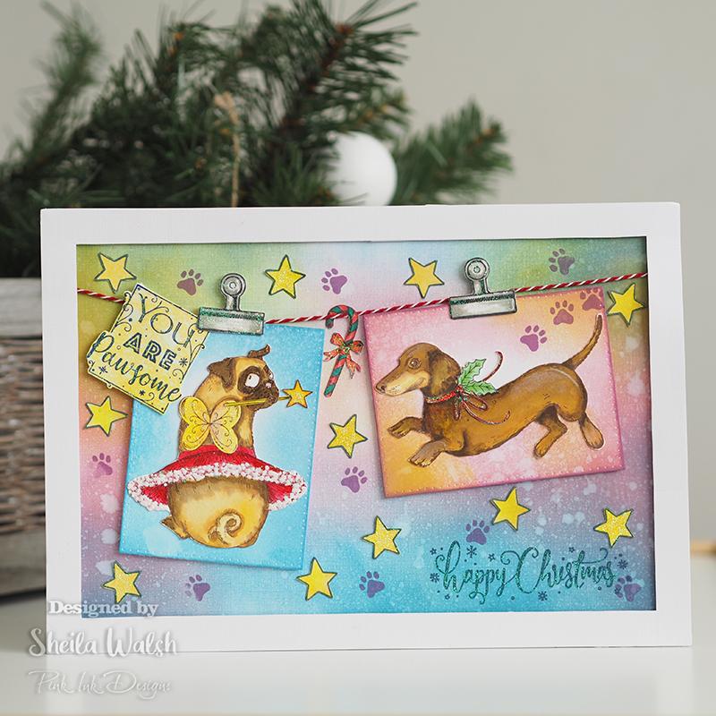 Pink Ink Designs Pawsome Pooch A5 Clear Stamp - Craftywaftyshop