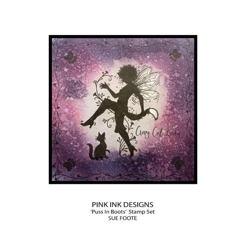 Pink Ink Designs Puss In Boots 6 in x 8 in Clear Stamp Set - Craftywaftyshop