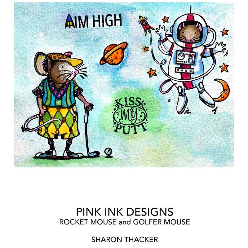Pink Ink Designs Rocket Mouse 3 in x 4 in Clear Stamp Set by Creative Expressions - Craftywaftyshop