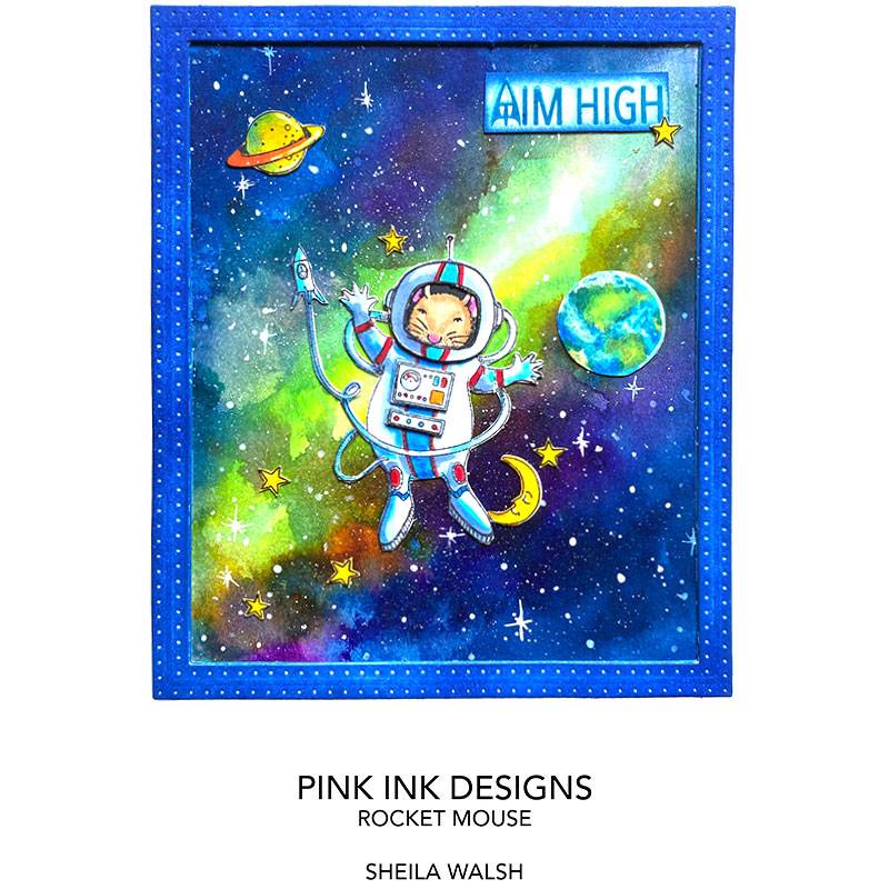 Pink Ink Designs Rocket Mouse 3 in x 4 in Clear Stamp Set by Creative Expressions - Craftywaftyshop