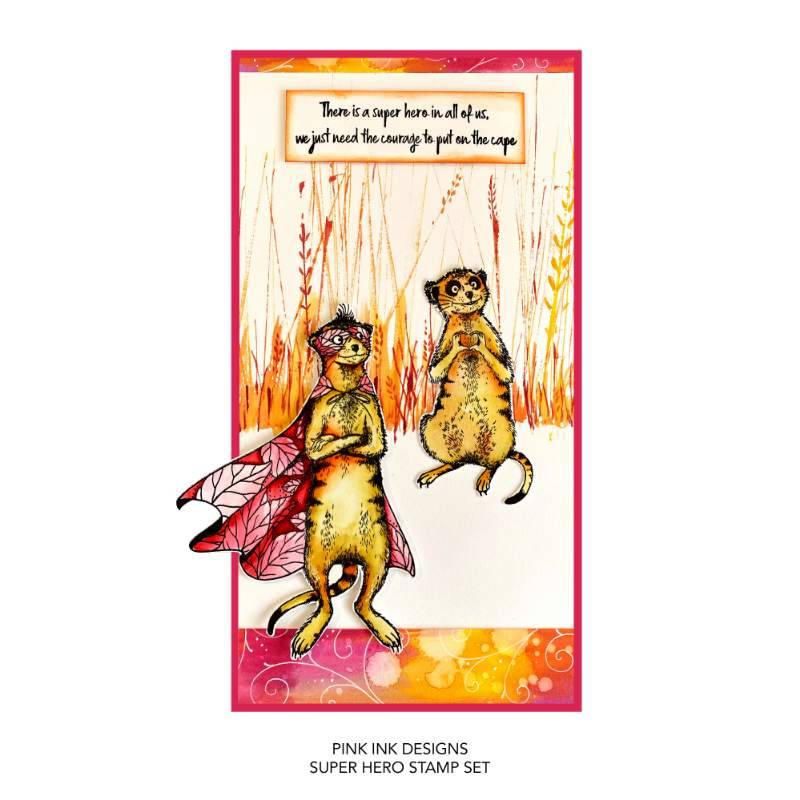 Pink Ink Designs Super Hero 6 in x 8 in Clear Stamp Set - Craftywaftyshop