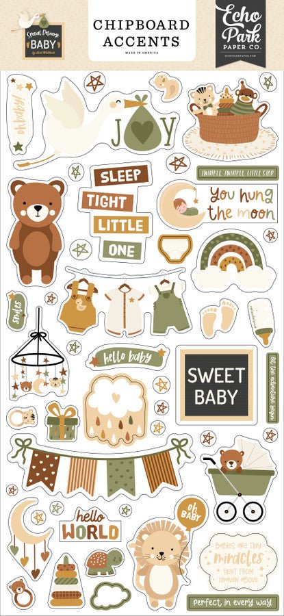 Special Delivery Baby 6x13 Chipboard Accents by Echo Park - Craftywaftyshop