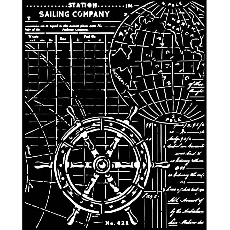 Stamperia 20 x 25cm Thick Stencil Songs Of The Sea Rudder - Craftywaftyshop