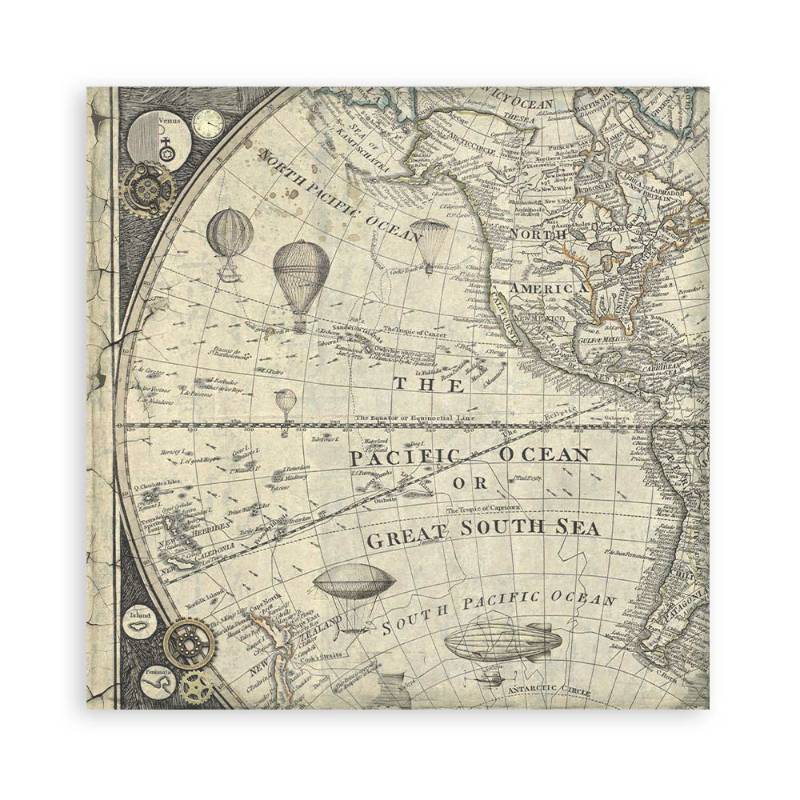 Stamperia Mini Scrapbooking Pad (8×8) Backgrounds Selection Voyages Fantastiques - Craftywaftyshop