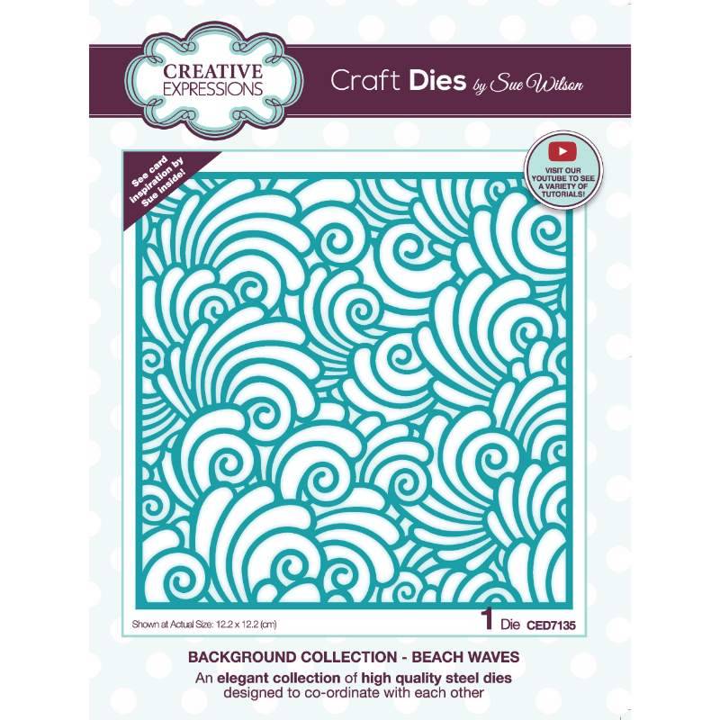 Sue Wilson Background Collection Beach Waves Craft Die by Creative Expressions - Craftywaftyshop