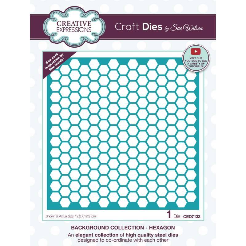 Sue Wilson Background Collection Hexagon Craft Die by Creative Expressions - Craftywaftyshop