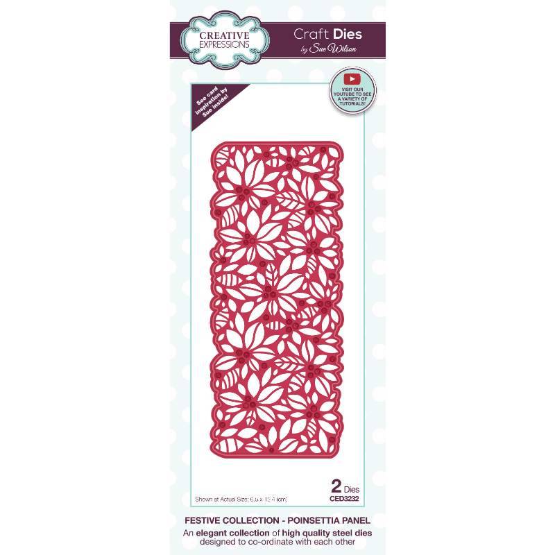 Sue Wilson Festive Poinsettia Panel Craft Die - Craftywaftyshop