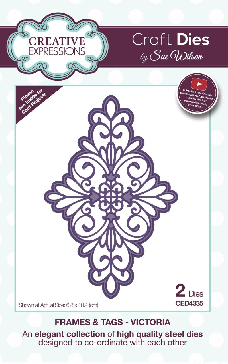 Sue Wilson Frames and Tags Victoria Craft Die by Creative Expressions - Craftywaftyshop