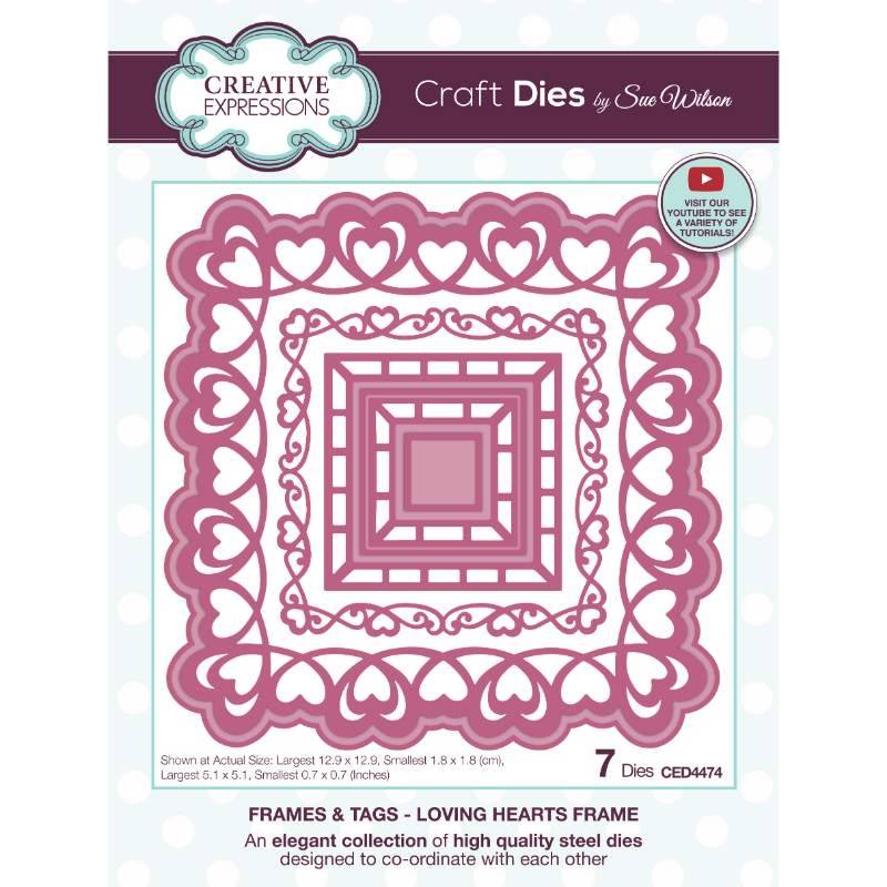 Sue Wilson Frames & Tags Loving Hearts Frame Craft Die by Creative Expressions - Craftywaftyshop