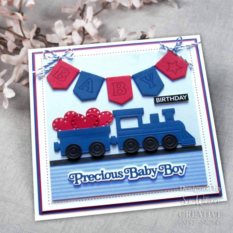 Sue Wilson Mini Bunting Alphabet 6 in x 8 in Clear Stamp Set by Creative Expressions - Craftywaftyshop