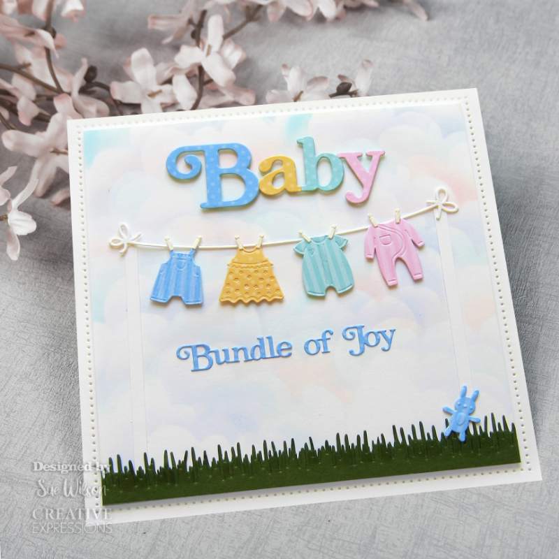 Sue Wilson Noble Shadowed Sentiments Baby Craft Die by Creative Expressions - Craftywaftyshop