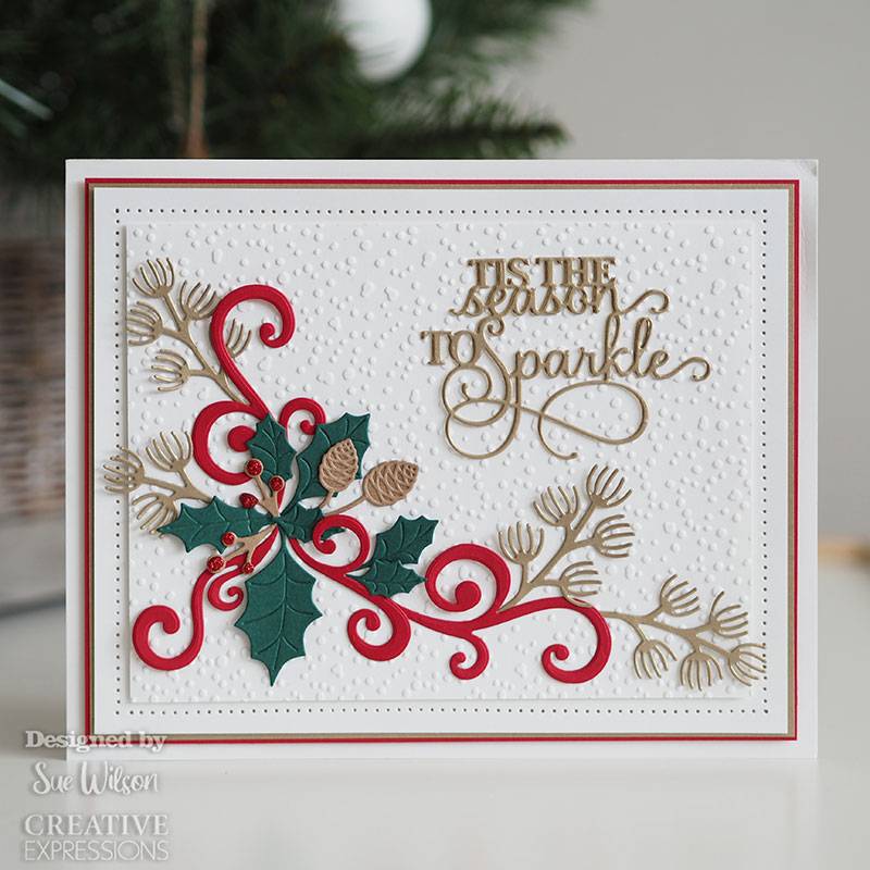 Sue Wilson Pine and Holly Spray Craft Die by Creative Expressions - Craftywaftyshop
