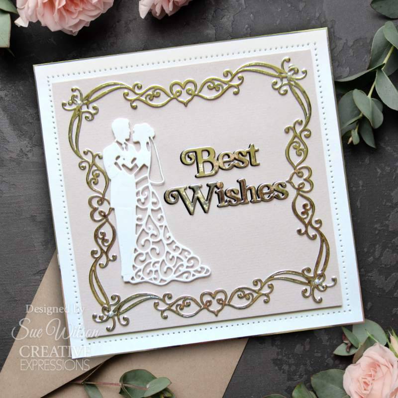 Sue Wilson Shadowed Sentiments Best Wishes Craft Die by Creative Expressions - Craftywaftyshop