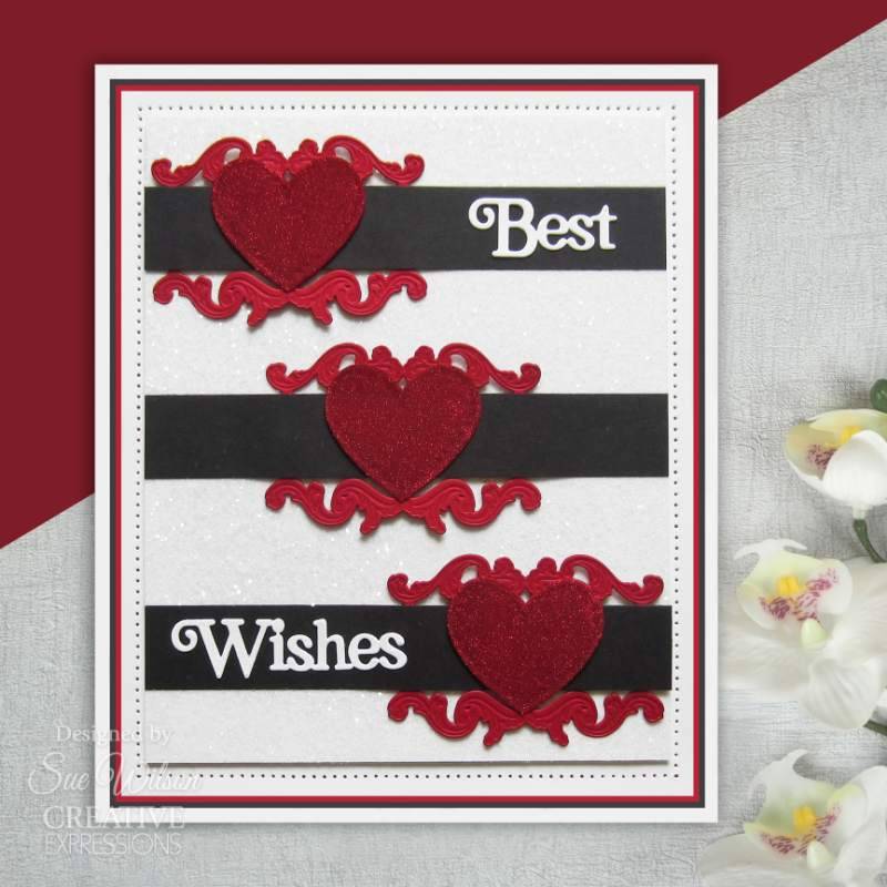 Sue Wilson Shadowed Sentiments Best Wishes Craft Die by Creative Expressions - Craftywaftyshop