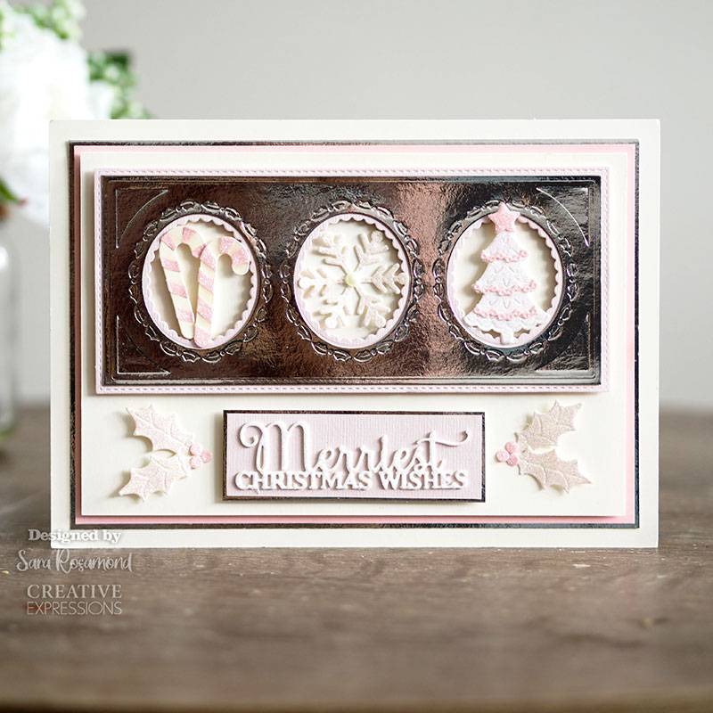 Sue Wilson Slimline Holly Oval Aperture Trio Craft Die by Creative Expressions - Craftywaftyshop