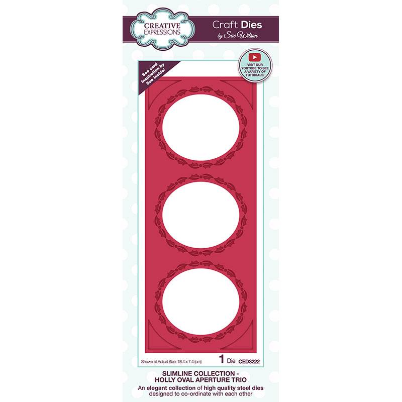 Sue Wilson Slimline Holly Oval Aperture Trio Craft Die by Creative Expressions - Craftywaftyshop