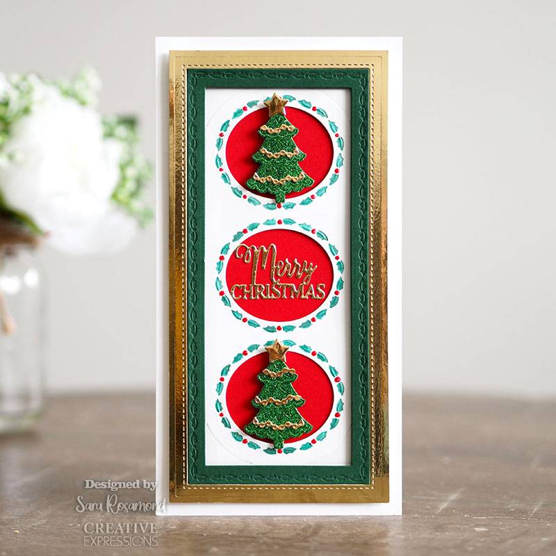 Sue Wilson Slimline Holly Oval Aperture Trio Craft Die by Creative Expressions - Craftywaftyshop