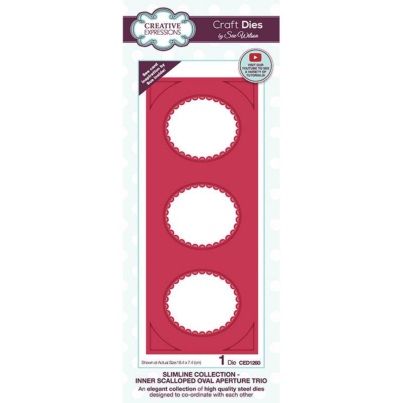 Sue Wilson Slimline Inner Scalloped Oval Aperture Trio Craft Die by Creative Expressions - Craftywaftyshop