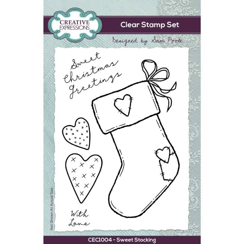 Sweet Stocking 6 in x 4 in Clear Stamp Set by Sam Poole - Craftywaftyshop