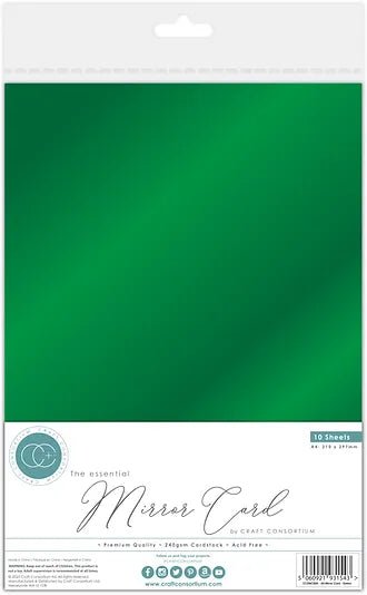 The Essential Mirror Card A4 Green Mirror Card by Craft Consortium - Craftywaftyshop