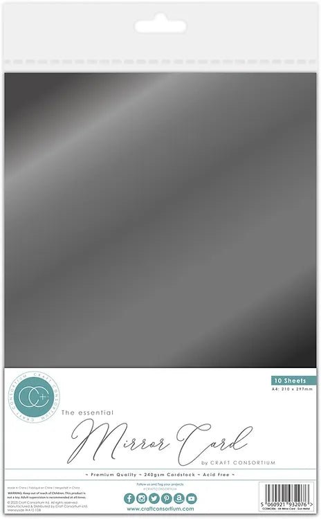 The Essential Mirror Card A4 Gun Metal by Craft Consortium - Craftywaftyshop