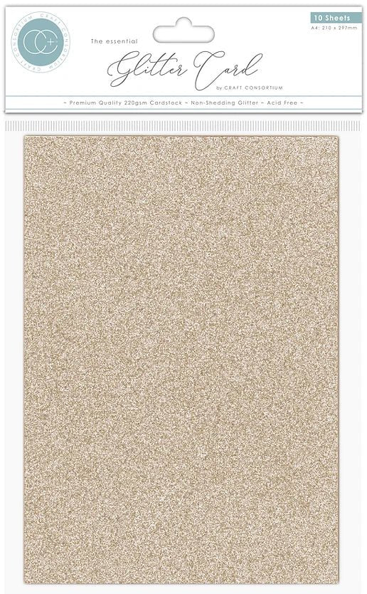 The Essential Non Shedding Champagne A4 Glitter Card by Craft Consortium - Craftywaftyshop