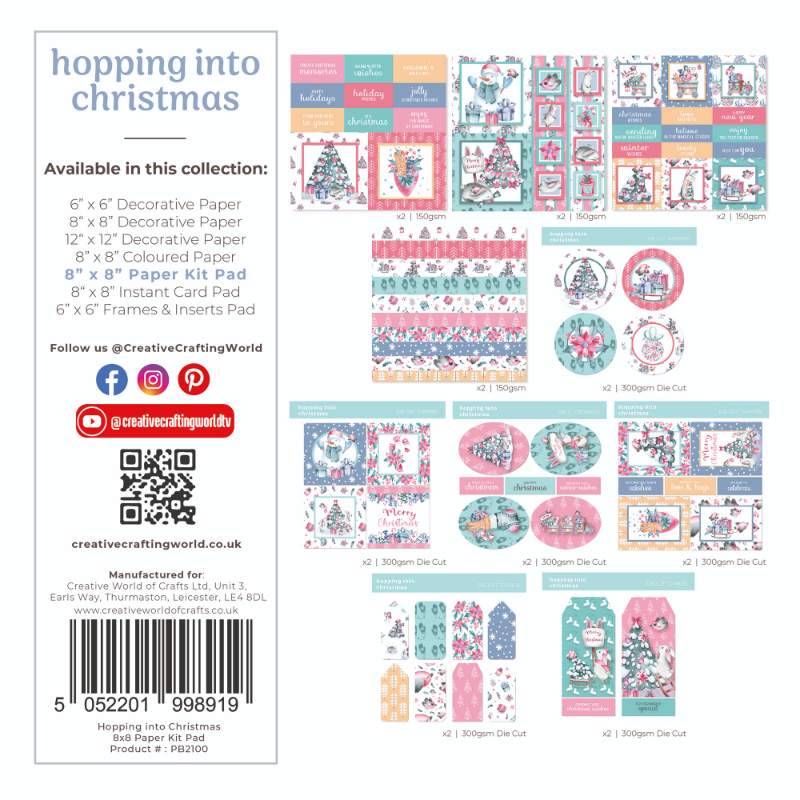 The Paper Boutique Hopping into Christmas 8 in x 8 in Paper Kit Pad - Craftywaftyshop