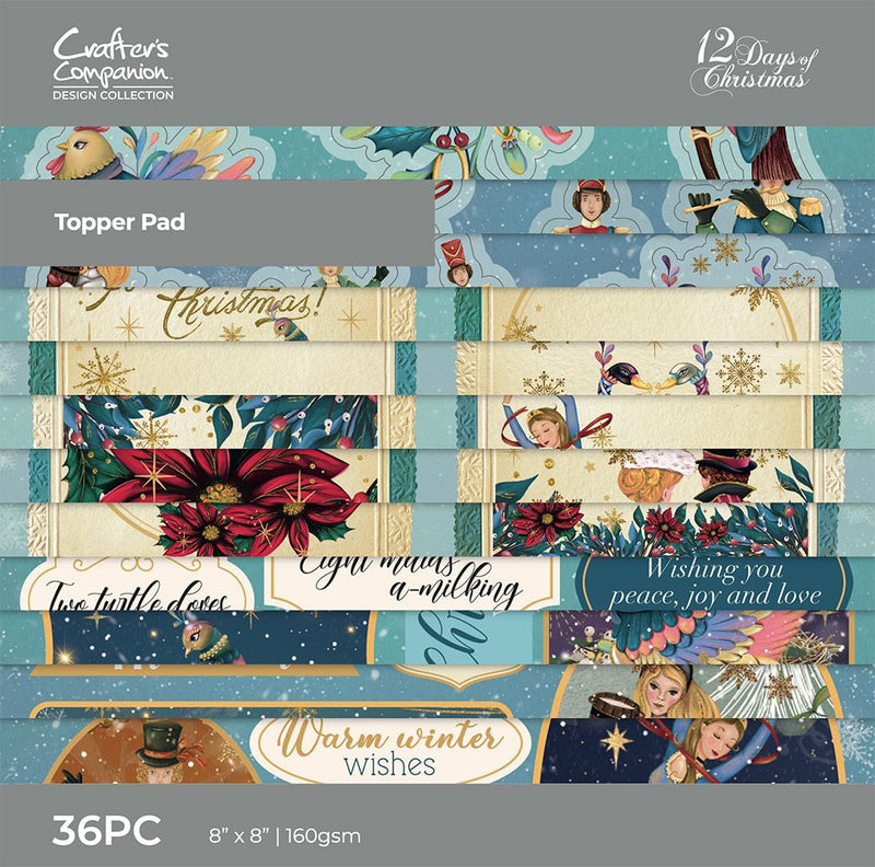Twelve Days of Christmas - 8" x 8" Topper Pad by Crafters Companion - Craftywaftyshop