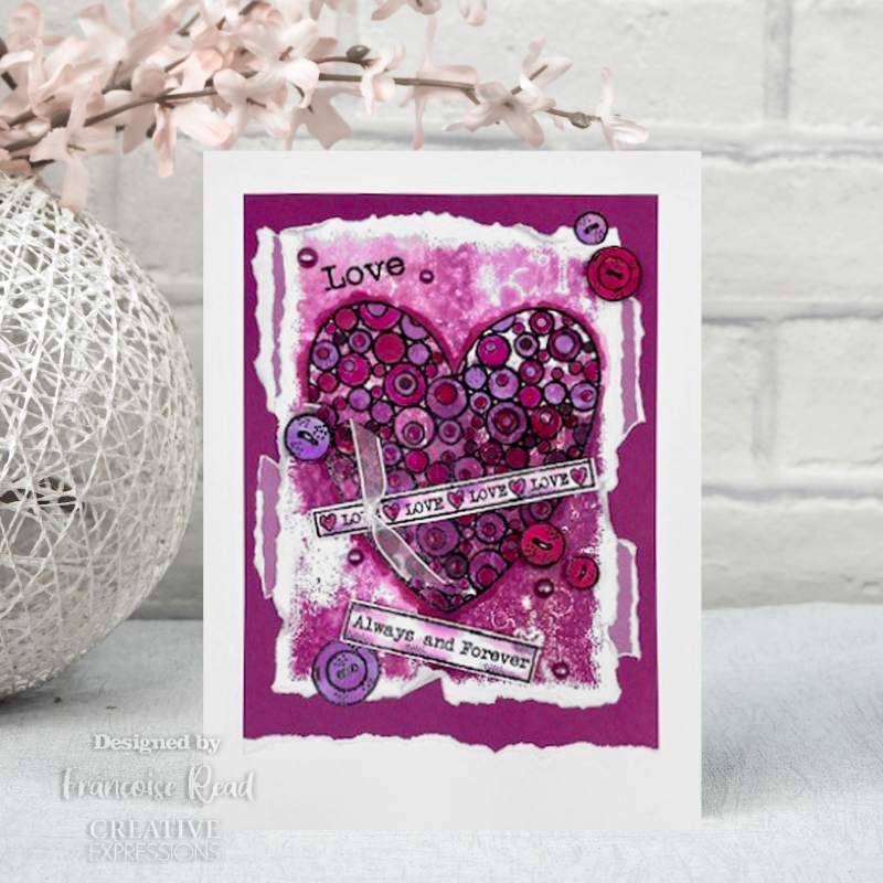 Woodware Clear Singles Bubble Heart 4 in x 6 in Stamp - Craftywaftyshop