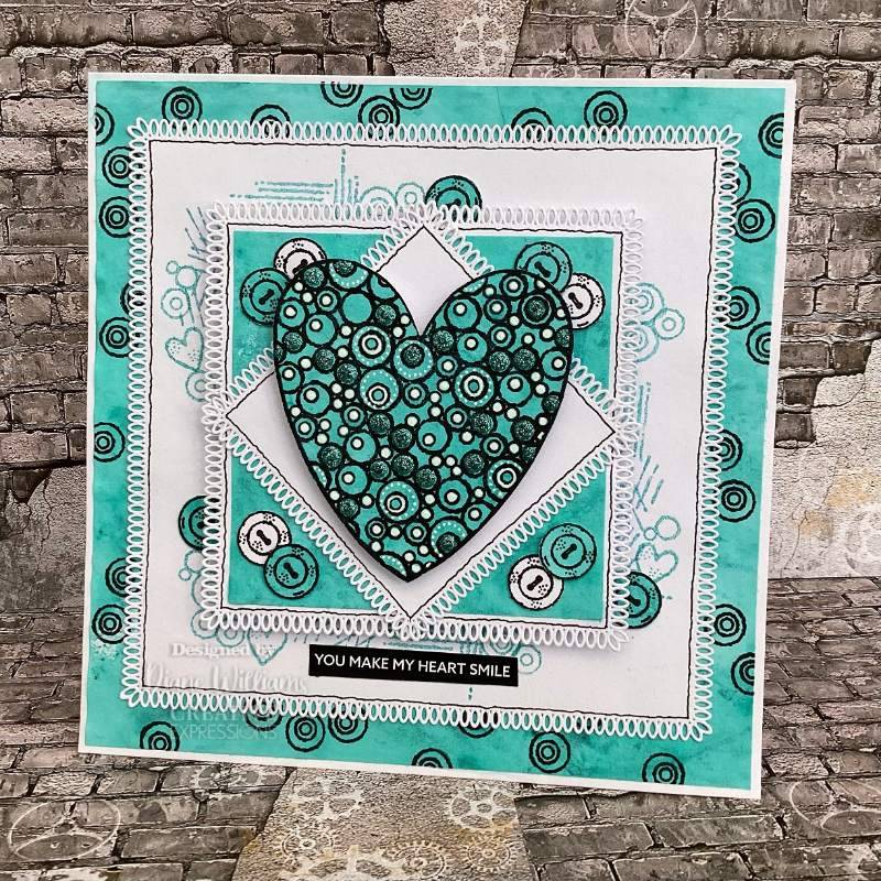 Woodware Clear Singles Bubble Heart 4 in x 6 in Stamp - Craftywaftyshop