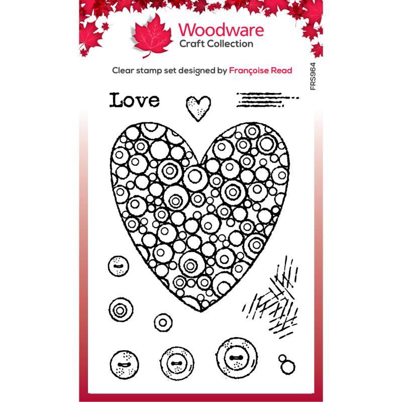Woodware Clear Singles Bubble Heart 4 in x 6 in Stamp - Craftywaftyshop