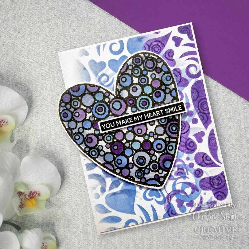 Woodware Clear Singles Bubble Heart 4 in x 6 in Stamp - Craftywaftyshop