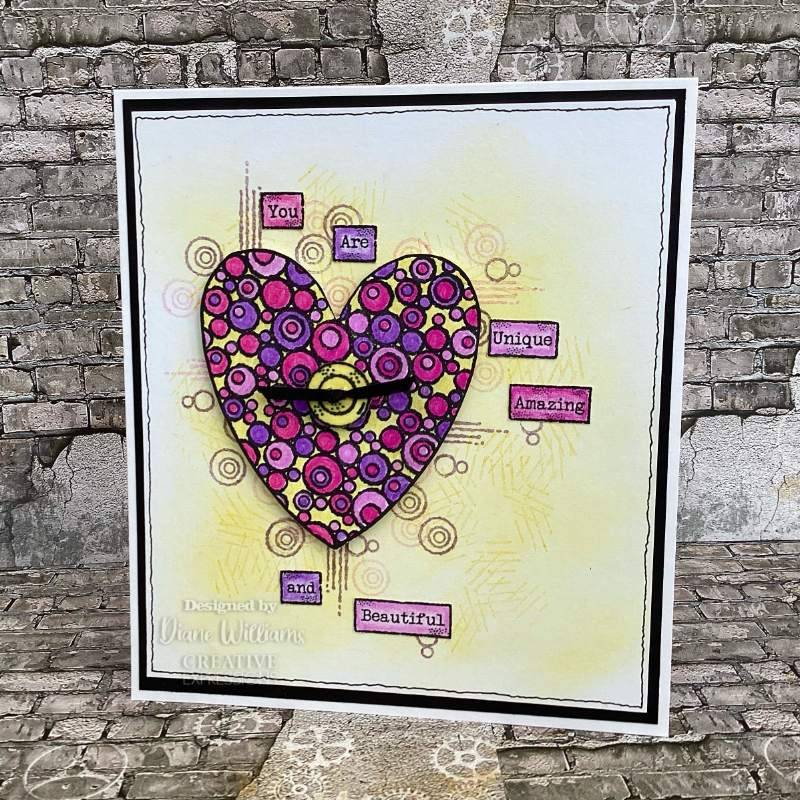 Woodware Clear Singles Bubble Heart 4 in x 6 in Stamp - Craftywaftyshop