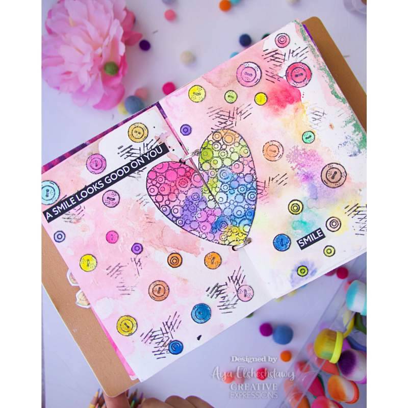 Woodware Clear Singles Bubble Heart 4 in x 6 in Stamp - Craftywaftyshop
