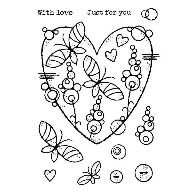 Woodware Clear Singles Butterfly Heart 4 in x 6 in Stamp - Craftywaftyshop