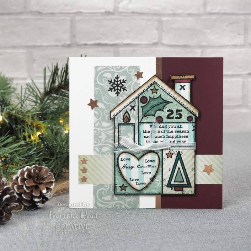Woodware Clear Singles Christmas House 4 in x 6 in Stamp - Craftywaftyshop
