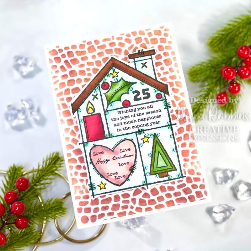 Woodware Clear Singles Christmas House 4 in x 6 in Stamp - Craftywaftyshop