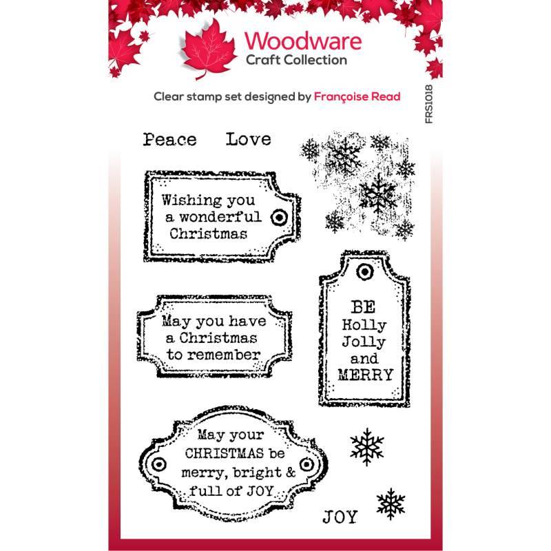 Woodware Clear Singles Christmas Old Labels 4 in x 6 in Stamp Set by Creative Expressions - Craftywaftyshop