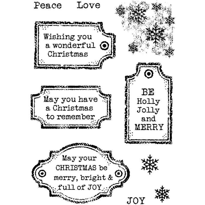 Woodware Clear Singles Christmas Old Labels 4 in x 6 in Stamp Set by Creative Expressions - Craftywaftyshop