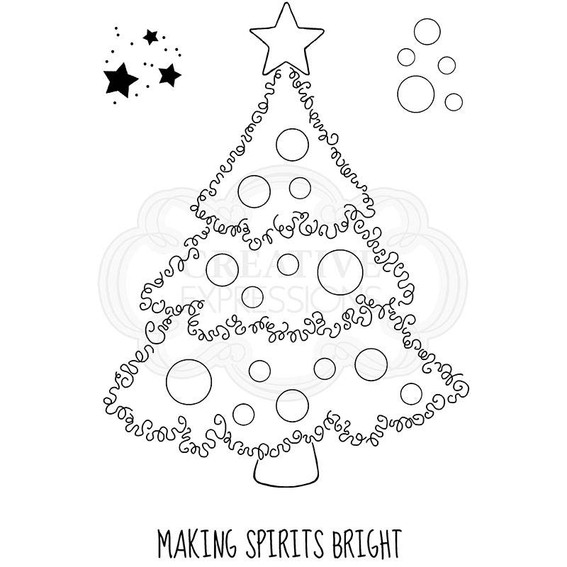 Woodware Clear Singles Festive Fuzzies Christmas Tree Stamp - Craftywaftyshop