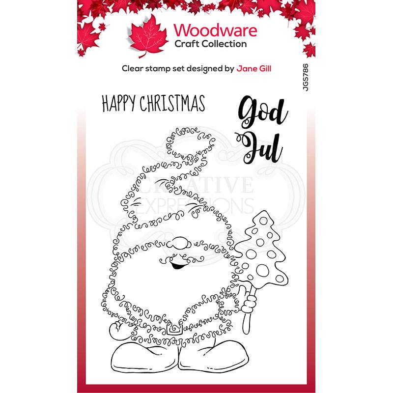 Woodware Clear Singles Festive Fuzzies Mr Tomte Stamp - Craftywaftyshop