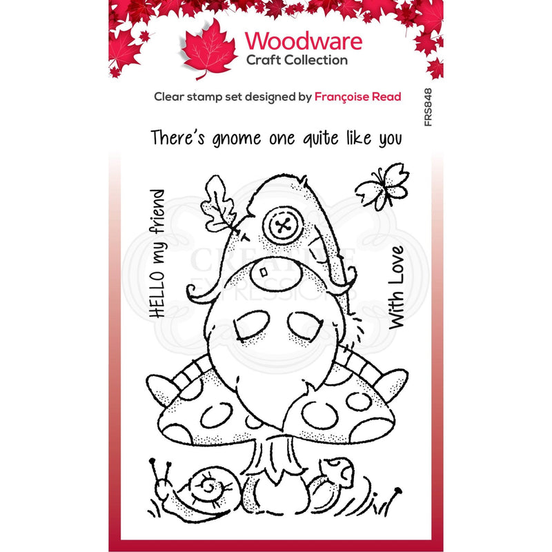 Woodware Clear Singles Forest Gnome 4 in x 6 in Stamp - Craftywaftyshop