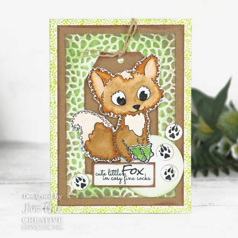 Woodware Clear Singles Fuzzie Friends Freddie Fox 4 in x 6 in Stamp by Creative Expressions - Craftywaftyshop