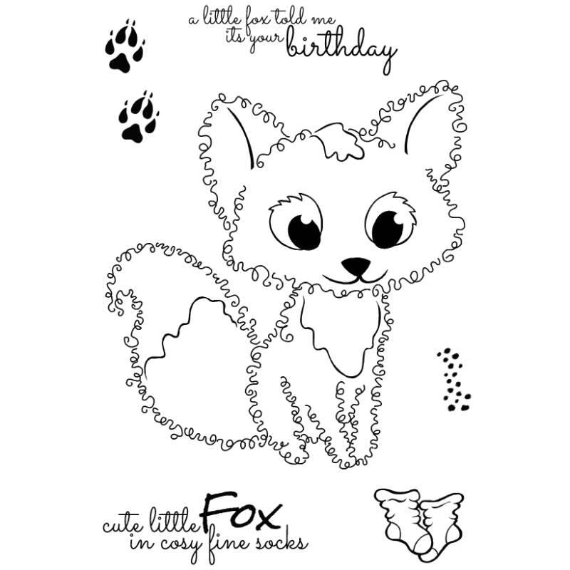 Woodware Clear Singles Fuzzie Friends Freddie Fox 4 in x 6 in Stamp by Creative Expressions - Craftywaftyshop